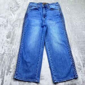 Judy Blue "She's French" Braided Wide‎ Leg Crop Jean Women's Sz 9/29 Fits 27"